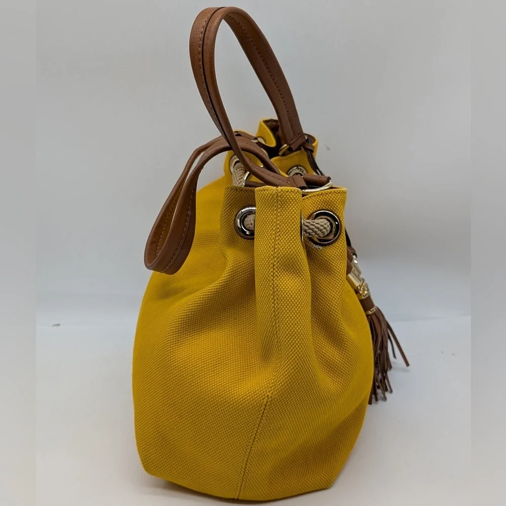 Michael Kors Yellow Marina Large Canvas Drawstring Tote - Picture 6 of 16